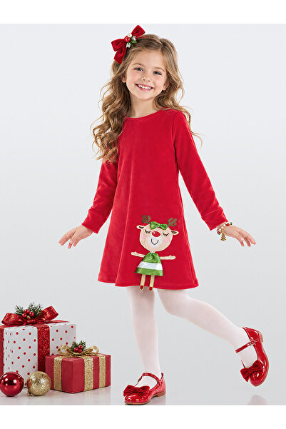 Denokids فستان تنكري للفتيات من Red Velvet Deer مع شريط - للأعمار من 2 إلى 8 ...