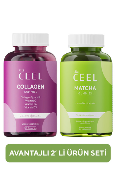 VitaCeel 2'li Kolajen ve Matcha Gummy Çiğnenebilir Vitamin
