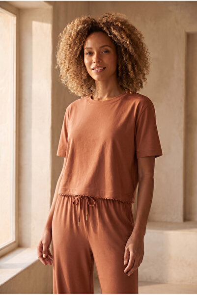 Katia&Bony Women's Short Sleeve Crop Top Moka