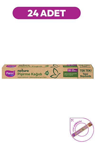 Parex Natura Ağartılmamış Hazır Kesilmiş Pişirme Kağıdı 10 Adet 42x37cm 24 Paket