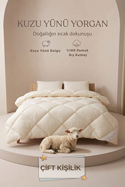 Formeya 100% Natural Lamb Wool Quilt with Double Cotton Cover, Odorless, Anti...
