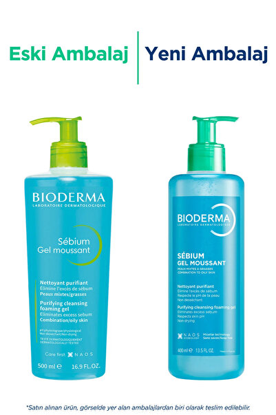 Bioderma Sebium Foaming Gel Karma, Yağlı ve Akneye Eğilimli Ciltler için Yüz Temizleme Jeli 400 ml