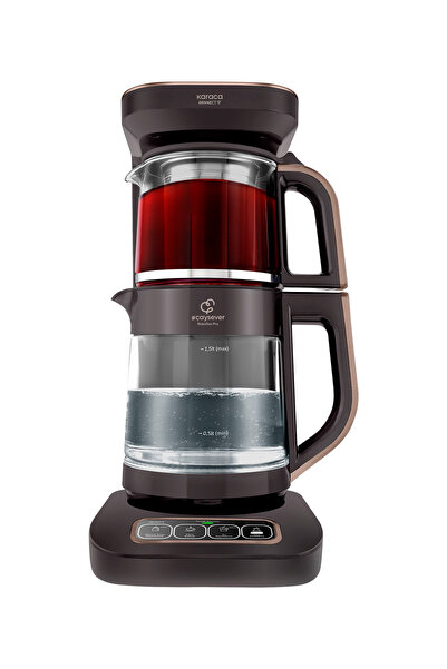 Karaca Çaysever Robotea Pro Connect 4 in 1 Konuşan Cam Çay Makinesi Walnut Br...