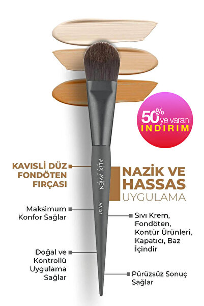 Alix Avien Kavisli Düz Fondöten Fırçası - Flat Foundation Brush