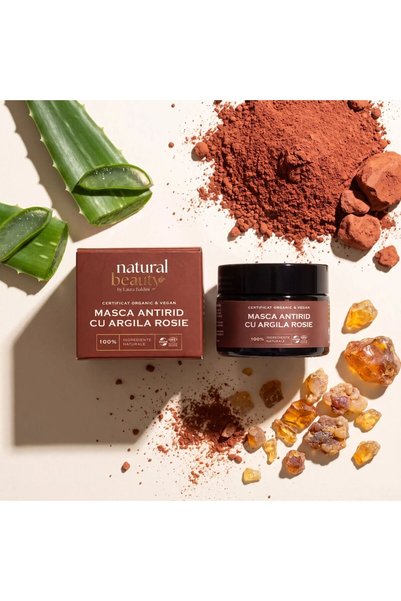 Natural Beauty by Laura Baldini Masca anti-rid cu argila rosie LOVE IS IN THE AIR, 100% ingrediente naturale, ORGANIC & VEGAN, 50 ml