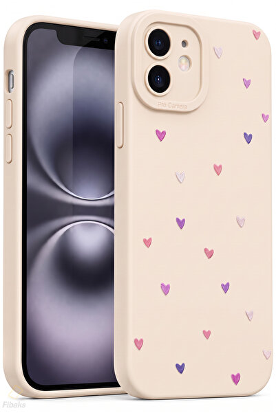 Fibaks iPhone 11 Kılıf Kamera Korumalı Silikon Renkli Kalp Tasarımlı Kamera K...