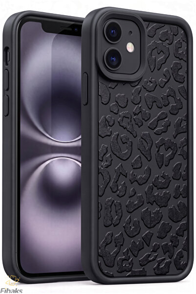 Fibaks iPhone 11 Kılıf Yumuşak Siyah Leopar Desenli Yumuşak Kamera Korumalı S...