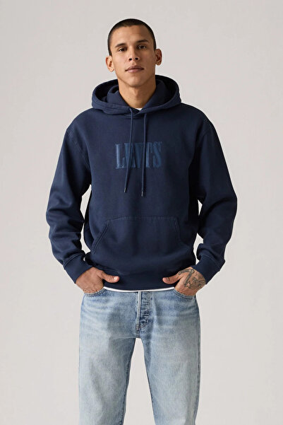 Levi's Erkek Relaxed Lacivert Kapüşonlu Sweatshirt
