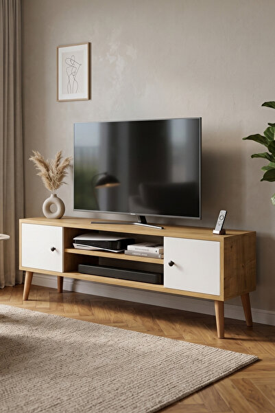 Monte Sehpa PARMA TV Ünitesi – Kapaklı, Raflı ve Ayaklı Modern TV Sehpası