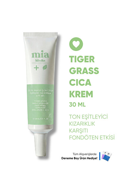 mia klinika Tiger Grass Ton Eşitleyici Kızarıklık Karşıtı 50 Spf Cica Krem 30 ml