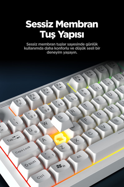 Everest KB-98 Sessiz Rainbow Q Türkçe Klavye Membrane Oyuncu Klavyesi Gaming Klavye