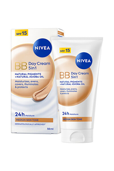 NIVEA BB Cream 5 în 1 Cremă de zi, Nuanță medie, SPF 15, 50 ml