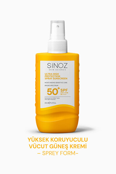 SİNOZ SPF50+ Ultra Yüksek Koruyucu Sprey Vücut Güneş Kremi - Nemlendirici Has...