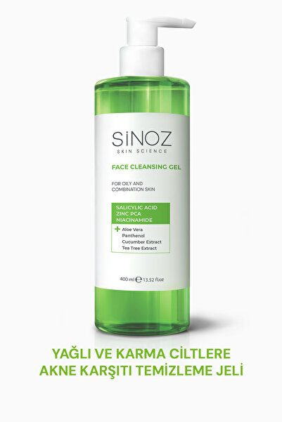 SİNOZ Yağlı ve Karma Ciltler İçin Sebum Dengeleyici Yüz Temizleme Jeli 400 ml
