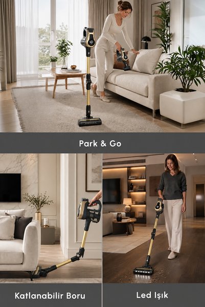 Karaca Power Up Pro Dik Süpürge Mineral Gold 350 W