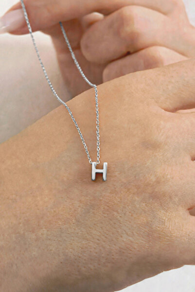 Söğütlü Silver Gümüş Rodyumlu Üç Boyutlu Minimal H Harf Kolye Sgtl11181h