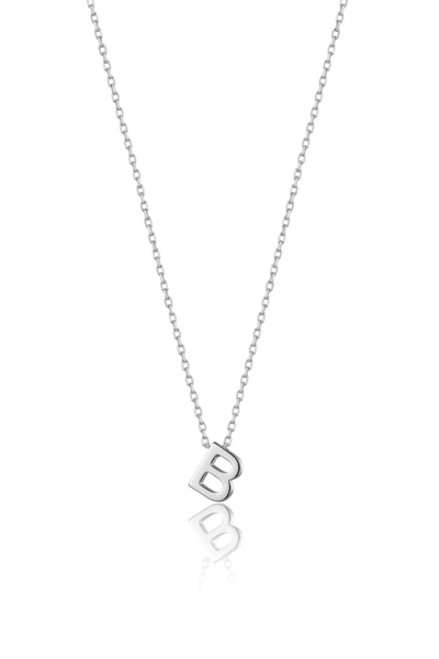 Söğütlü Silver Gümüş Rodyumlu Üç Boyutlu Minimal B Harf Kolye Sgtl11181b
