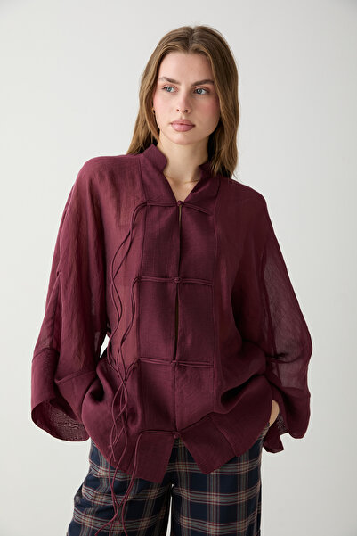 Trendyol Collection قميص بلون البرقوق TWOAW27GO00074