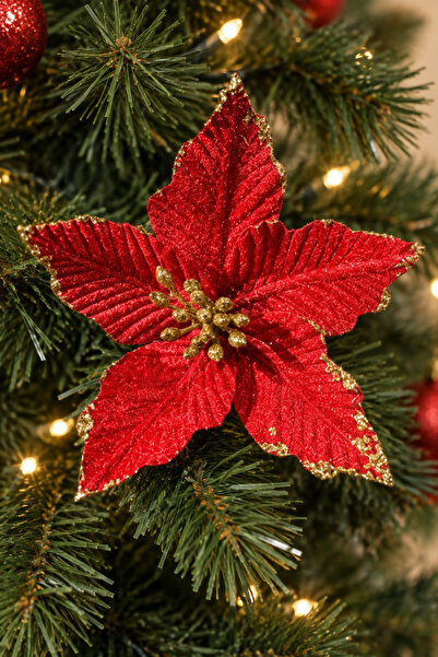 Huzur Party Store Red Heirloom Flower 15 Cm Artificial Flower Christmas Pine ...