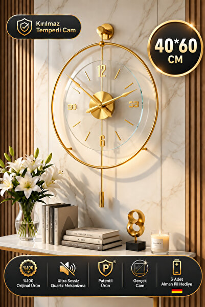 MetaQuartz Aksesuar Gold Luxry - Küçük Boy (40x60cm) - (Kırılmaz Tamper Cam)-...