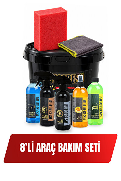 AutoFresh Araç Bakım Seti 8 Ürünlü 10 Lt Kovalı Oto Yıkama Ve Araba Iç Detayl...