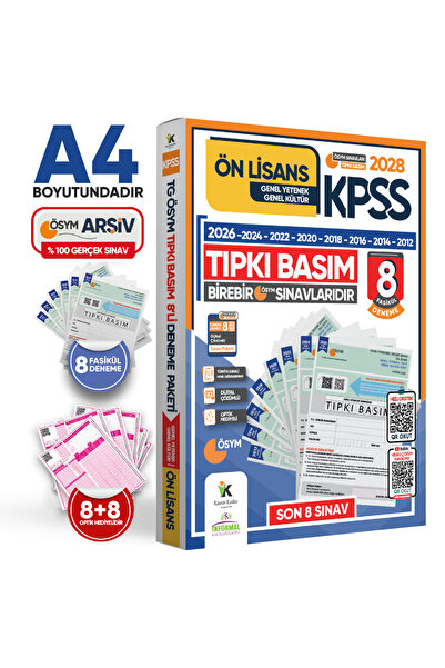KARA KUTU YAYIN 2028 KPSS Önlisans ÖSYM Çıkmış Soru Tıpkı Basım 8li Deneme Pa...