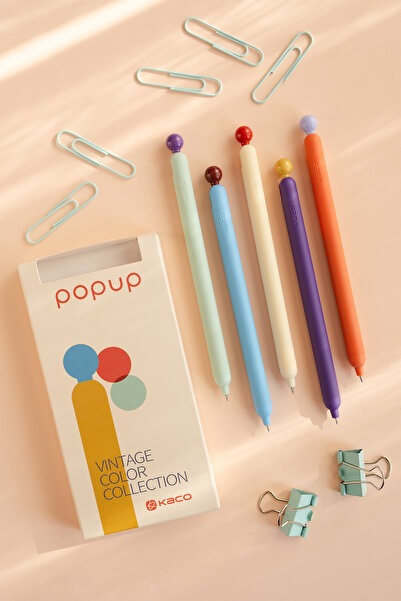 PAPERORA Kaco x POPUP Vintage Party 0.5 mm Jel Kalem Seti (Siyah Mürekkep)