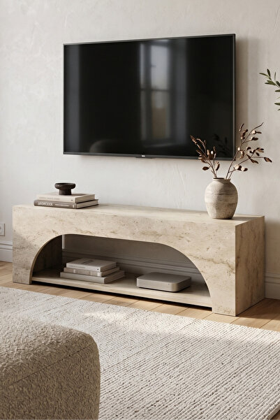 Skandi homeworks Batal Mdf TV Ünitesi – Kemer Tasarımlı Modern Traverten Görü...