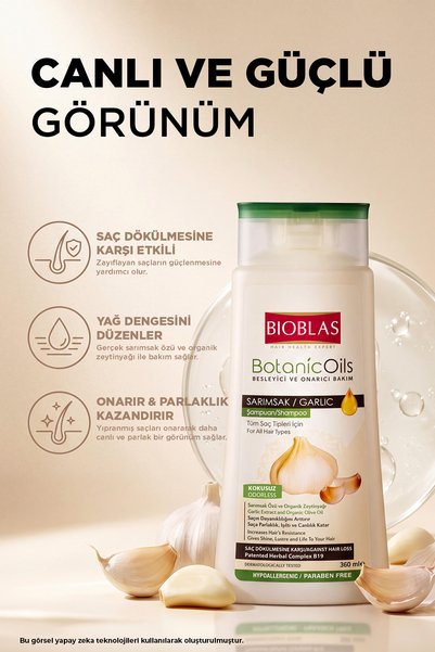 Bioblas Botanic Oils Sarımsaklı Dökülme Karşıtı Doğal Şampuan 2 x 360 ml - Saç Dökülmesi, Güçlendirici