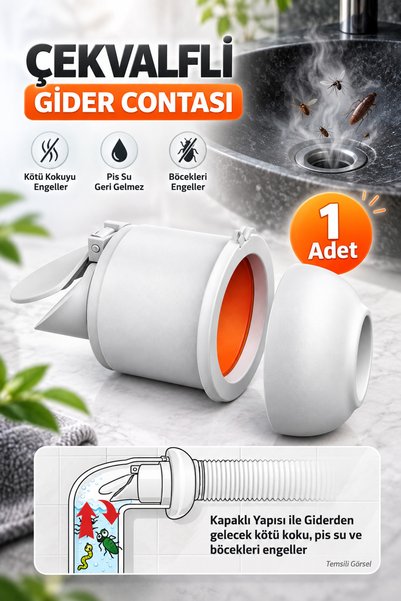 Badem10 Çekvalfli Muff Conta Kötü Koku Böcek Kirli Su Önleyici Lavabo Gider A...