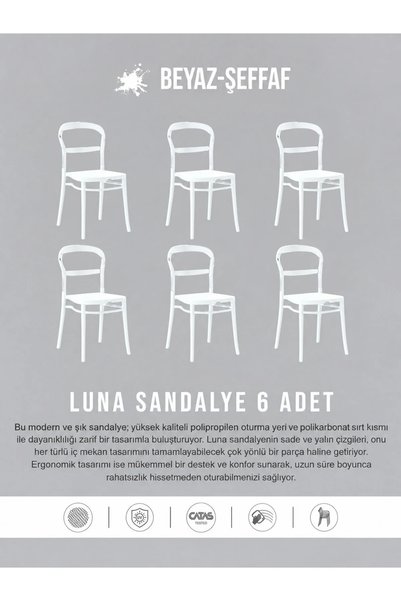 Daim Plastik LUNA LÜX CAFE & RESTAURANT SANDALYESİ 6'Lı Set