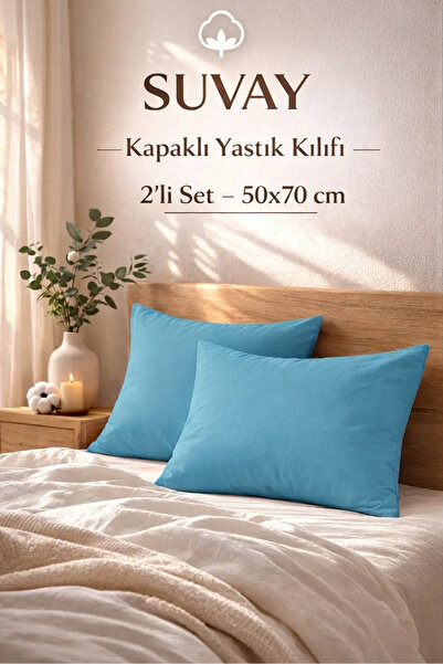 SUVAY 2-Piece Pillowcase with Blue Cotton Cover 50X70 cm