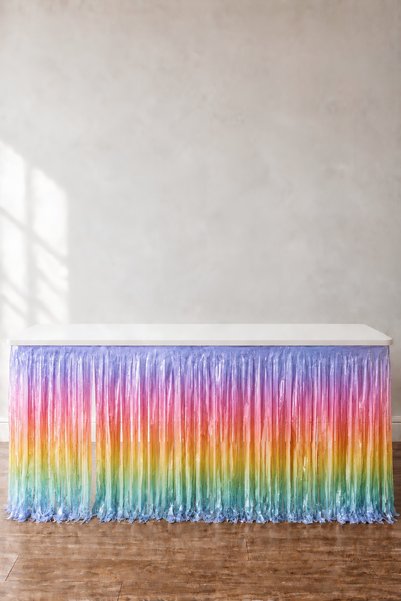 Patladı Gitti Metalize Masa Eteği Gökkuşağı 70x300 cm