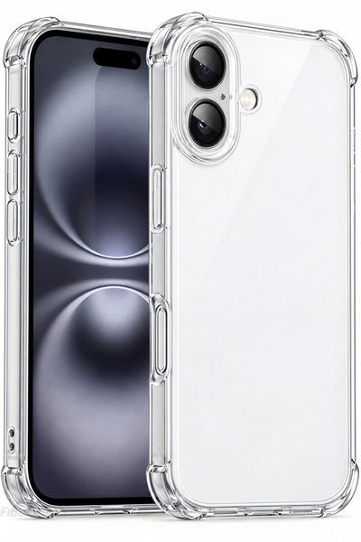 Fibaks iPhone 16 Kılıf Antishock Darbe Emici Kamera Korumalı Yumuşak Esnek Şe...