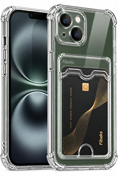 Fibaks iPhone 13/14 Kılıf Kamera Korumalı Köşe Korumalı Arkası Kartlıklı Cüzd...