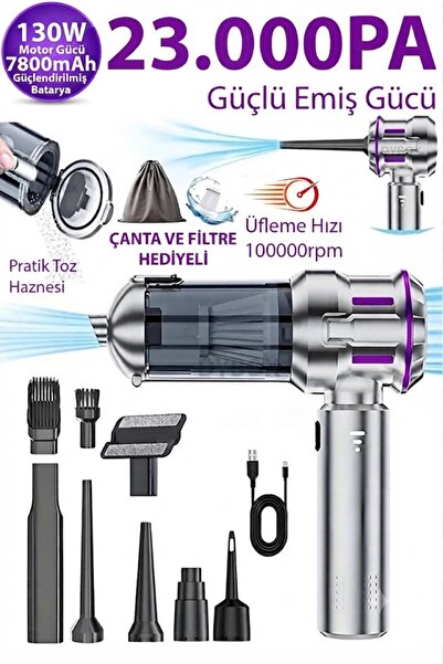 Dybox 22500pa Güçlü Portatif Vakumlu Kablosuz Üflemeli Mini Araç Süpürgesi