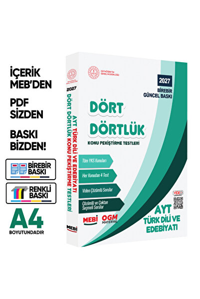 Karakutu Yayınları 2027 YKS-AYT MEBİ-OGM Dört Dörtlük Türk Dili Edebiyatı Pek...