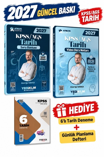 Yediiklim Yayınları 2027 KPSS AGS Atölye Serisi Genel Kültür Tarih Video Ders...