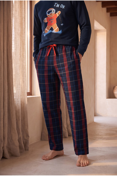 Katia&Bony Men's Breadman Pants Pajama Bottoms Navy Blue