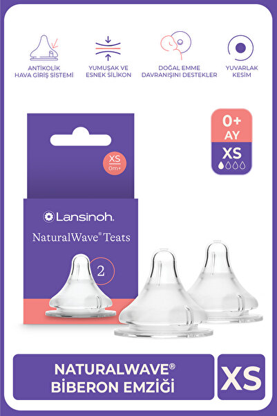 Lansinoh NaturalWave® 2'li Biberon Emziği Ekstra Yavaş Akışlı (0 Ay+)
