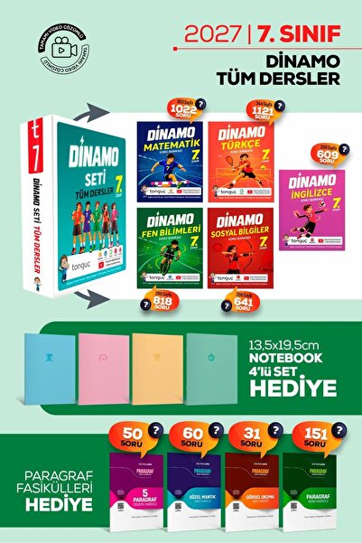 Tonguç Yayınları 7. Sınıf Dinamo Tüm Dersler Soru Bankası Set ( Türkçe Matema...