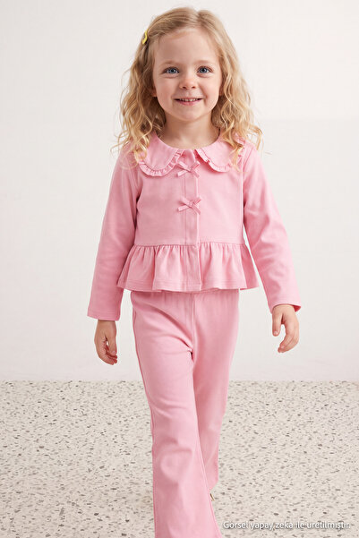 TRENDYOLKIDS Pembe Kız Çocuk Pamuklu Bebe Yakalı Yumaşak Tuşeli Düz Örme Alt ...