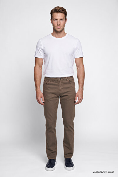 WRANGLER Normal Bel Slim Fit Kahve Erkek Chino Pantolon W12S Texas 360