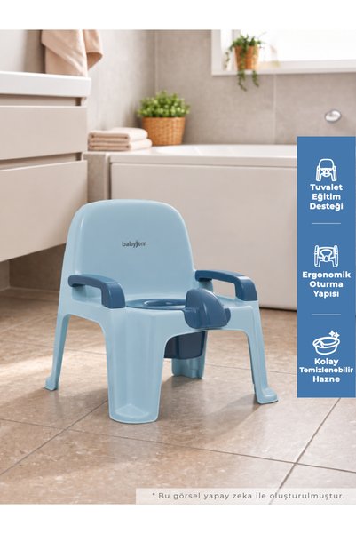 Babyjem Afacan Lazımlık Ergonomik Tuvalet Eğitimi Yardımcısı İndigo Mavi