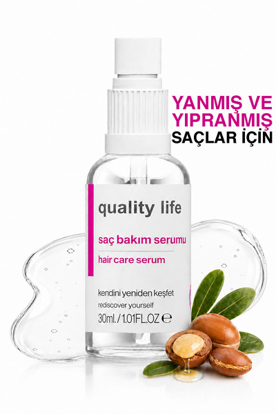 Quality Life Yanmış Yıpranmış Saçlar İçin Saç Bakım Yağı Serumu Argan Keratin...