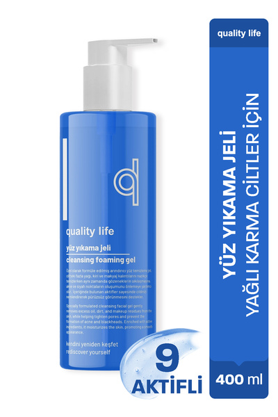 Quality Life Yüz Temizleme Jeli 400 ML Yağlı Karma Ciltler İçin Sivilce Ve Ak...