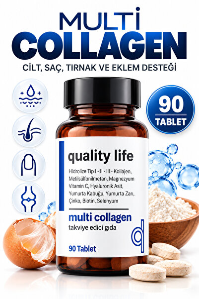 Quality Life Multi Collagen 90 Tablet - Tip 1-2-3-5-10 Kolajen MSM Magnezyum ...