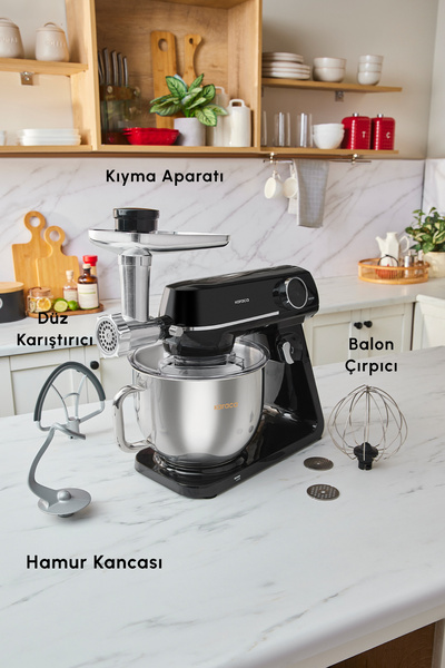 Karaca Multichef Artisan Digital Ekran 7 L Tam Döküm Stand Mikser Siyah 1800w Hamur Yoğurma Makinası