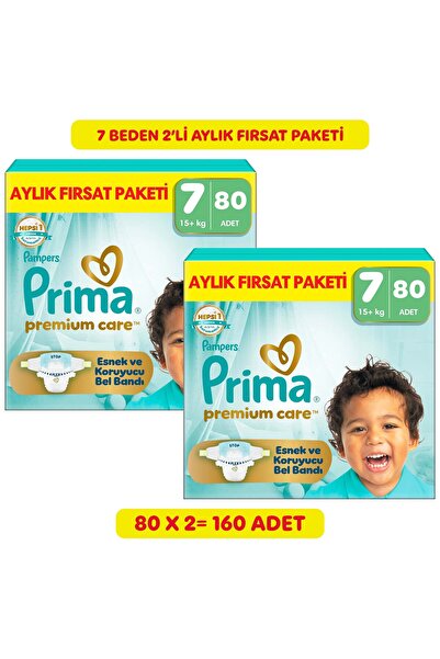 Prima Premium Care Aylık Fırsat Paketi 7 Numara 80 Adet Bebek Bezi x2