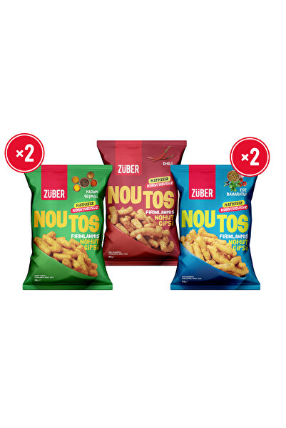 Züber Noutos Nohut Cipsi Atıştırmalık Deneme Paketi 55g x 5 Adet (Kajun, Chil...